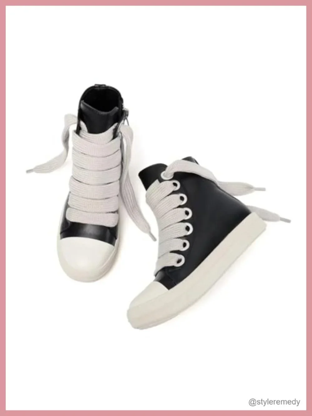 Women's High Top Sneakers Lace Up PU Leather with Thick Soles and Zipper,